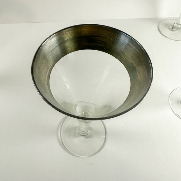 Dorothy Thorpe Silver Rim Trumpet Cocktail Glasses Set 6 Vtg MCM Barware - Picture 9 of 13